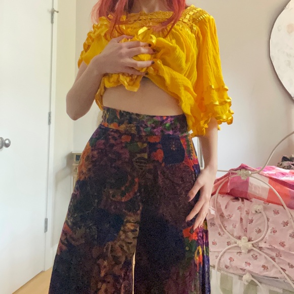 Vintage Pants - Vintage 1970s Velvet Hostess Pants